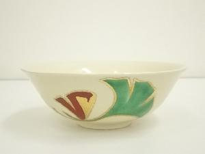 京焼　作家物　色絵銀杏文平茶碗